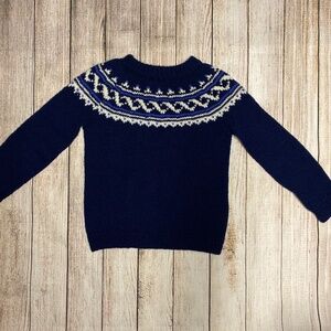 Handknit Vintage 80s Fair Isle Pullover Sweater | Blue Tones | Women’s M